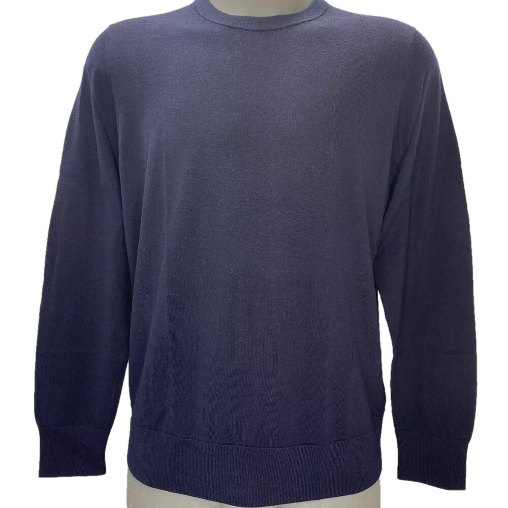 NEW BROOKS BROTHERS Mens Sweater Navy Blue Size L Ultimate Merino Wool Crewneck